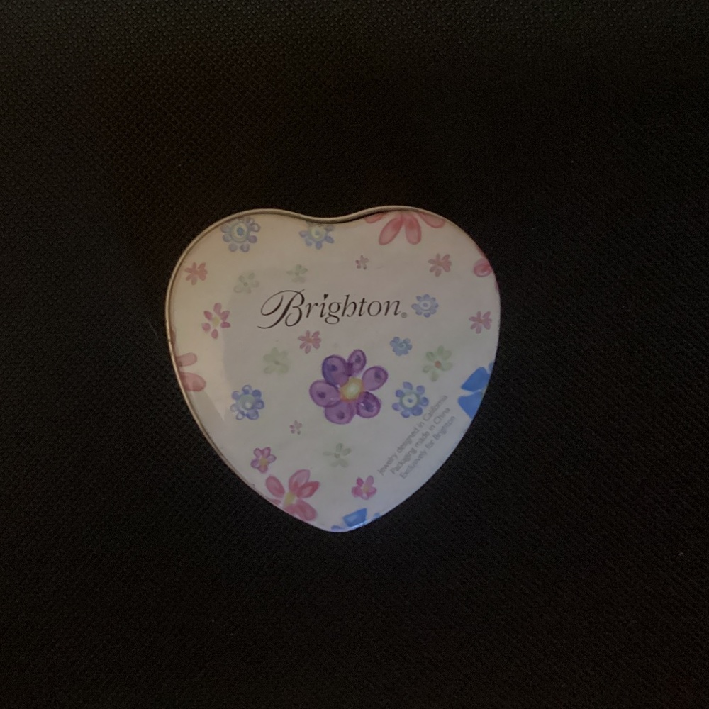 Brighton Floral Heart and Black/White Shaped Lidded Tin Trinket Box 💕💜💙 - Picture 7 of 8